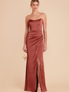 Birdy Grey Strapless Satin Gown - color spice (burnt orange)